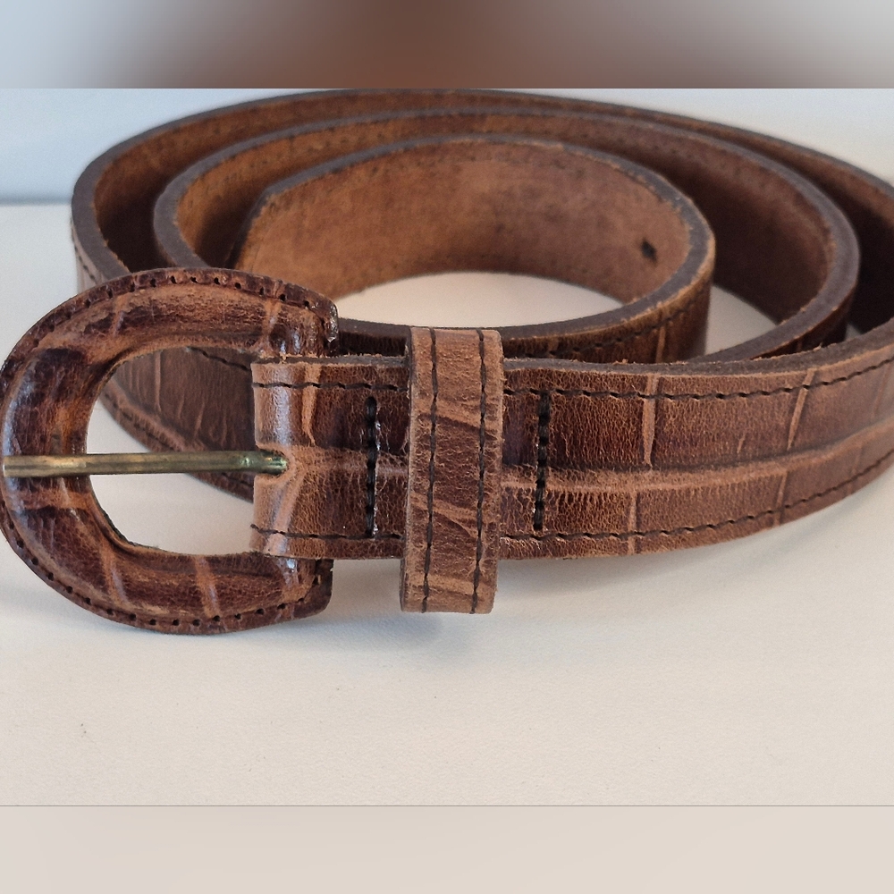 Marks & Spencer Leather Textured Cocoa Belt 16/18 30-32" waist, Made In Uk